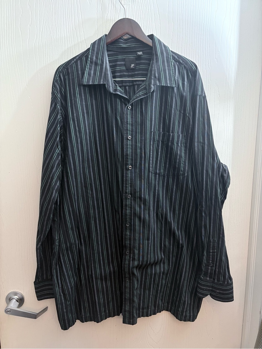 🔥🏷️J Ferrar Men’s 3XLT Big Tall Striped Long Sleeve Dress Shirt Black Cotton 19